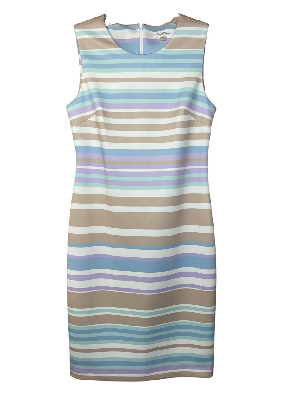 Calvin Klein Sleeveless Pastel Stripe Midi Dress Sz 8